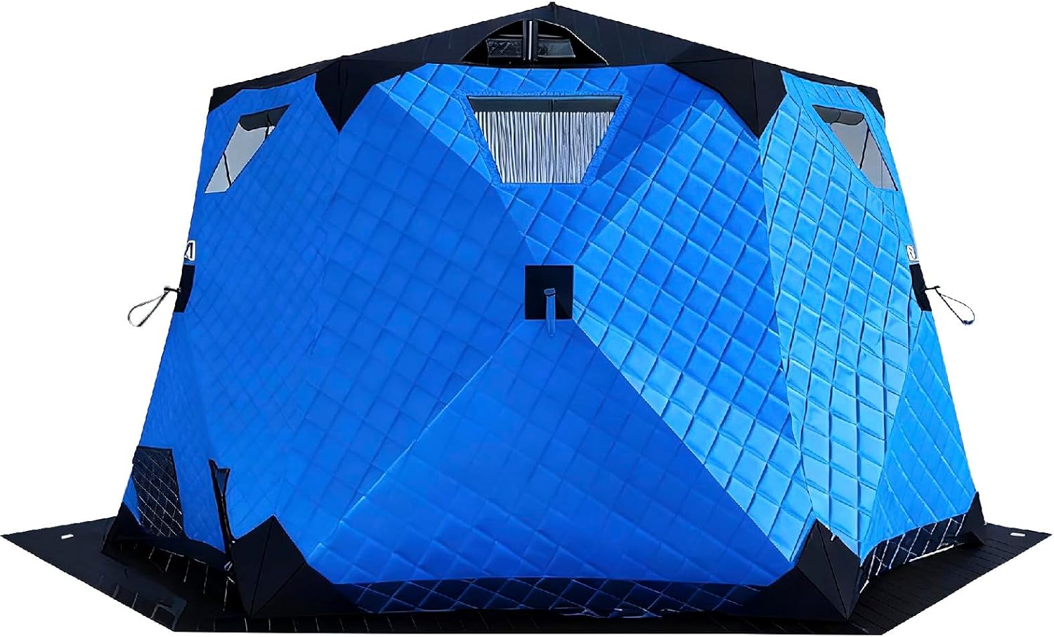 Winter Fishing Tent, Person Insulated Tent, Ice Fishing Shelter with Stove Jack and Winter Fishing Mat, Carrying Bag, for 6-10 People, Windproof and Warm Blue