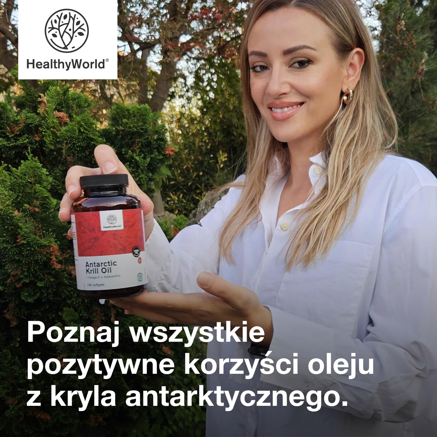 HealthyWorld Olej z kryla 1200 mg - 180 Miękkich Kapsułek - Omega-3 + Astaksantyna - Bez Glutenu, Laktozy i Sztucznych Aromatów - 3-miesięczny Zapas - Funkcjonowanie Serca i Żył