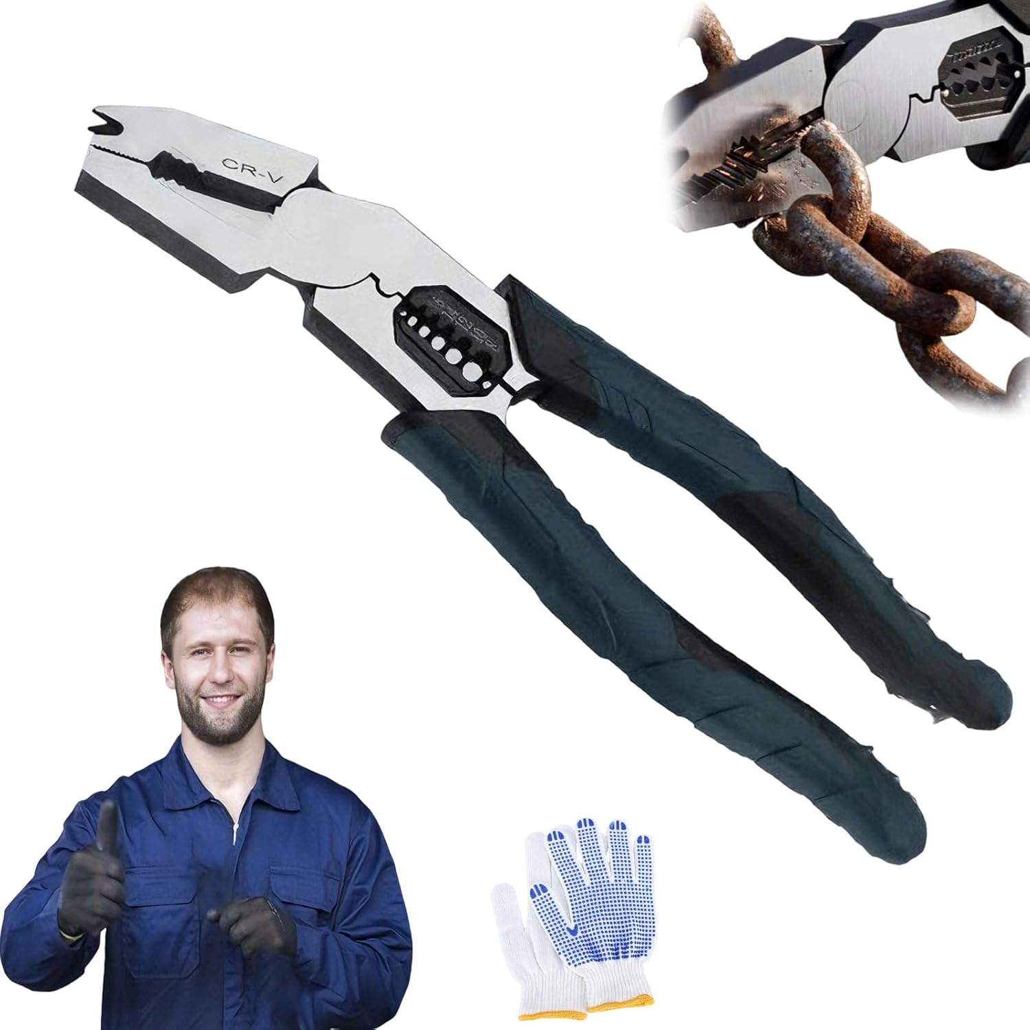 2026 New Industrial-Grade Multi-Function Cutting Pliers, 9-In-1 Multi-Functional Pliers Nail Puller/Wire Cutter/Stripper/Crimper—Compound Action Leverage Design, Cutting Tool For DIY & Home Use (1PC)