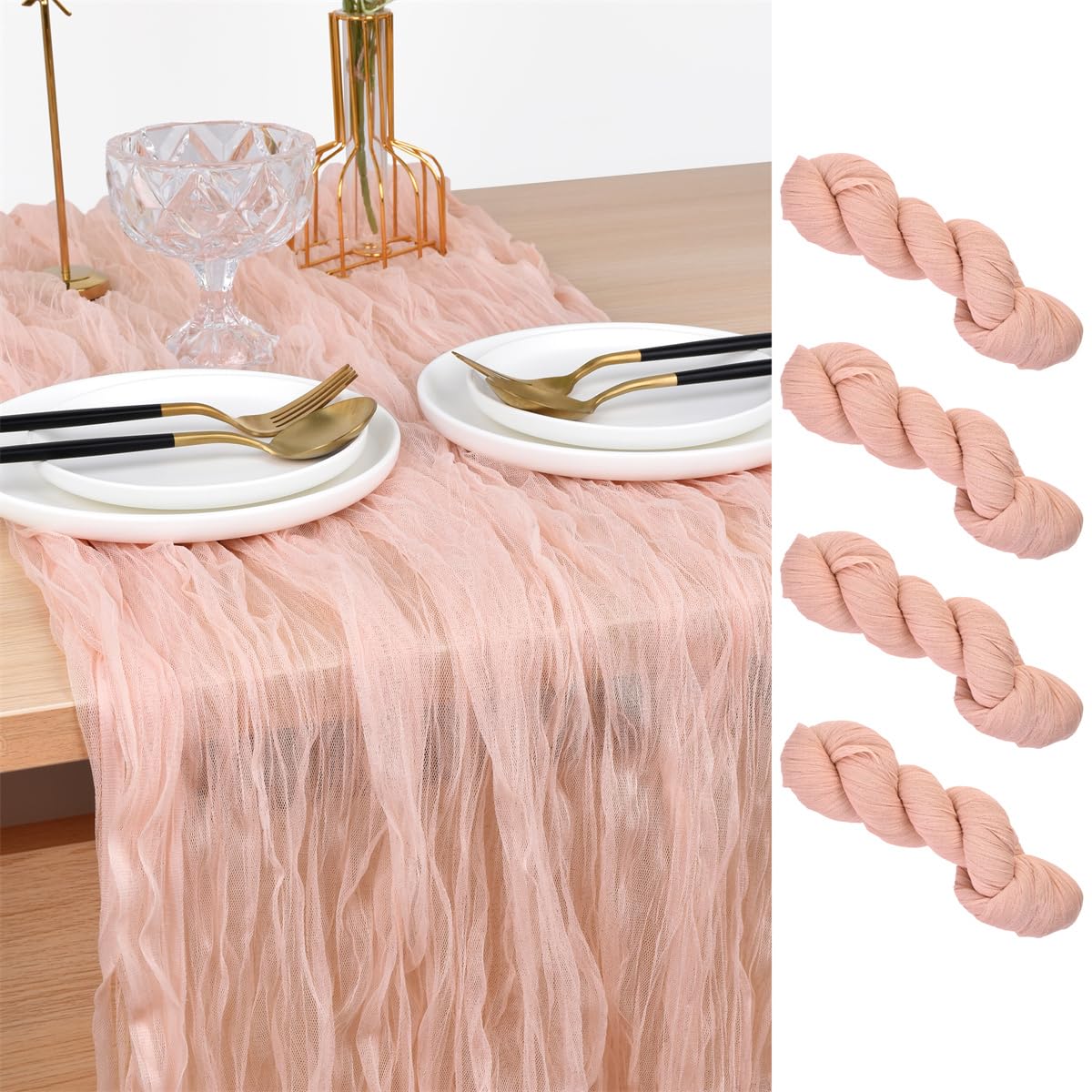 Chemin de table mariage boheme en gaze de coton mousseline 3m decoration table bapteme 4x