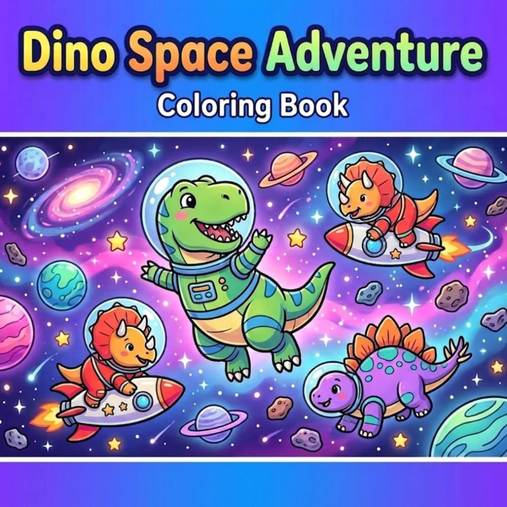Dinosaur Coloring Book for Kids Ages 4–8: Dino Space Adventure (Dino Adventures Series)