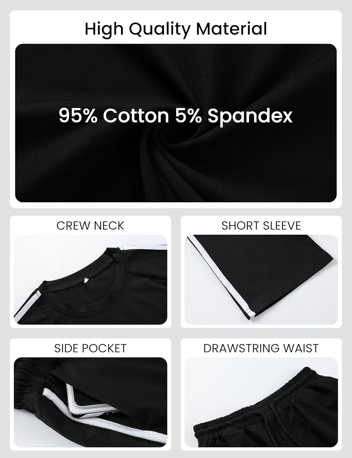 Dqbeng Womens Casual Summer 2 Piece Sets Cotton Short Sleeve Tshirt Matching Shorts Athleisure Set with Pockets - Image 6