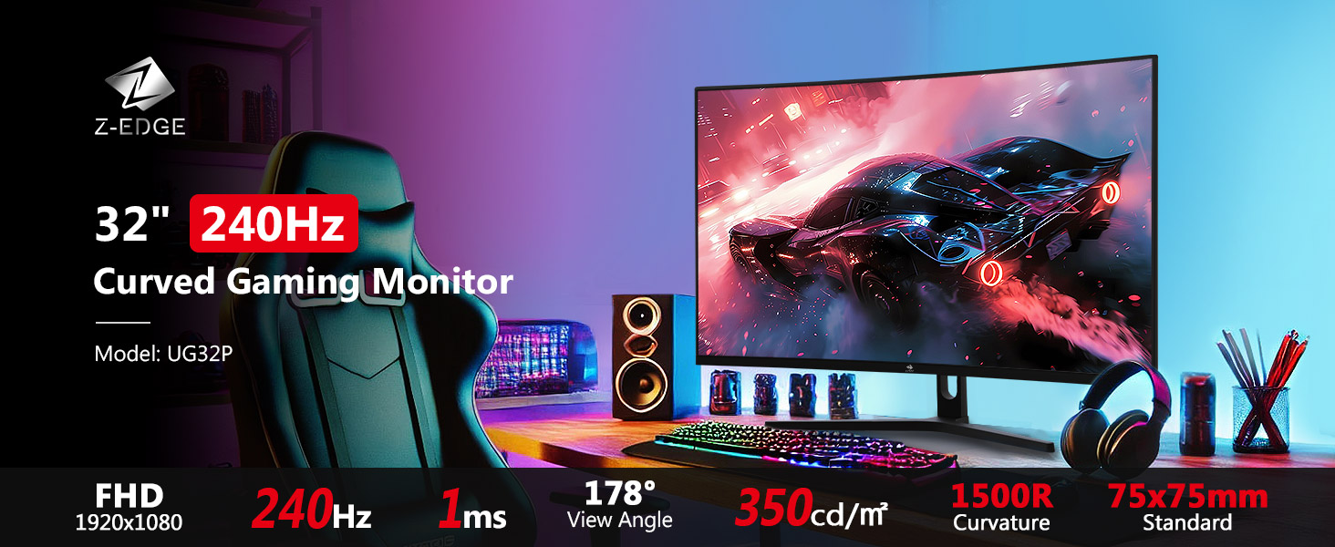 Z Z-Edge 32インチ ゲーミング モニター 。 Amazon.com: Z-Edge 32 inch Curved Gaming Monitor, FHD 1080P