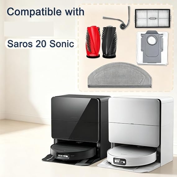 Compatible with Roborock Saros 20 Sonic Accessory Kit - Includes Replacement Robot Vacuum, 2 Self Cleaning Brushes, Silver Ion Module, 1 Deodorizer Module, Replacement Spart Parts