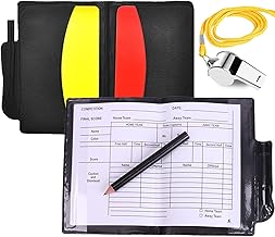 Lamkrtlp Football Referee Cards Kit, Referee Warning Red and Yellow Cards with Wallet Sheets, Pencil Accessories, with 1 Referee Whistles