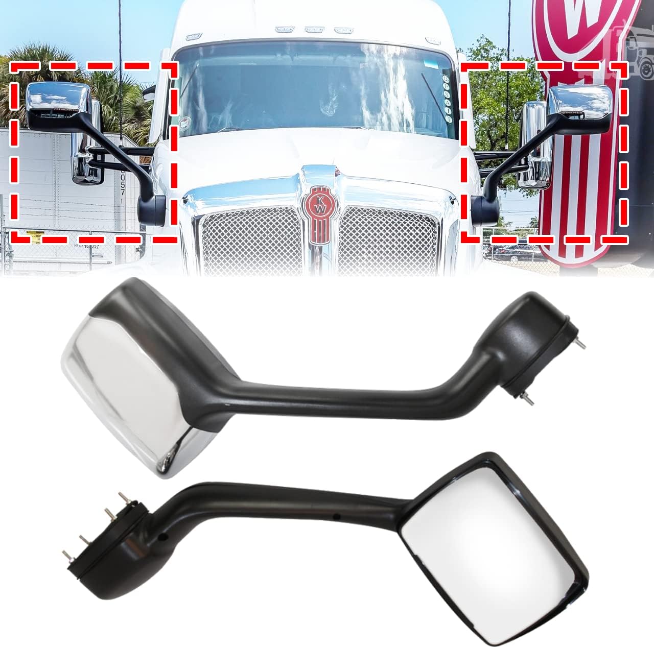 Chrome Truck Hood Mirrors for KENWORTH T680 & Kuwait Ubuy