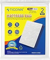 Vista 15 de TICONN 2PK Bolsa de plástico para colchón para mudanza y almacenamiento, cubierta protectora impermeable para colchón, suministros resistentes