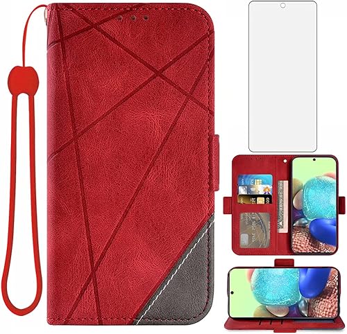 Asuwish Galaxy A71 5GA716 - Funda de piel tipo cartera, con ranuras para tarjetas de crédito, función atril, tapa protectora de TPU a prueba de