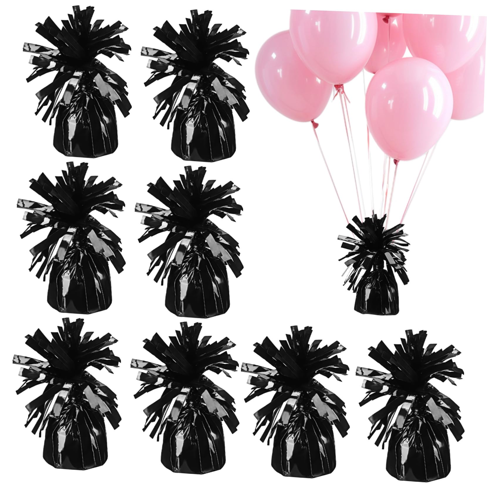 TOPPERFUN Lot de 8 Poids pour Pendentifs Ballons Mariage en Pet Noir, Design Attrayant et Résistant aux Dommages, Facile à Utiliser pour Décoration de Couloirs et Fêtes