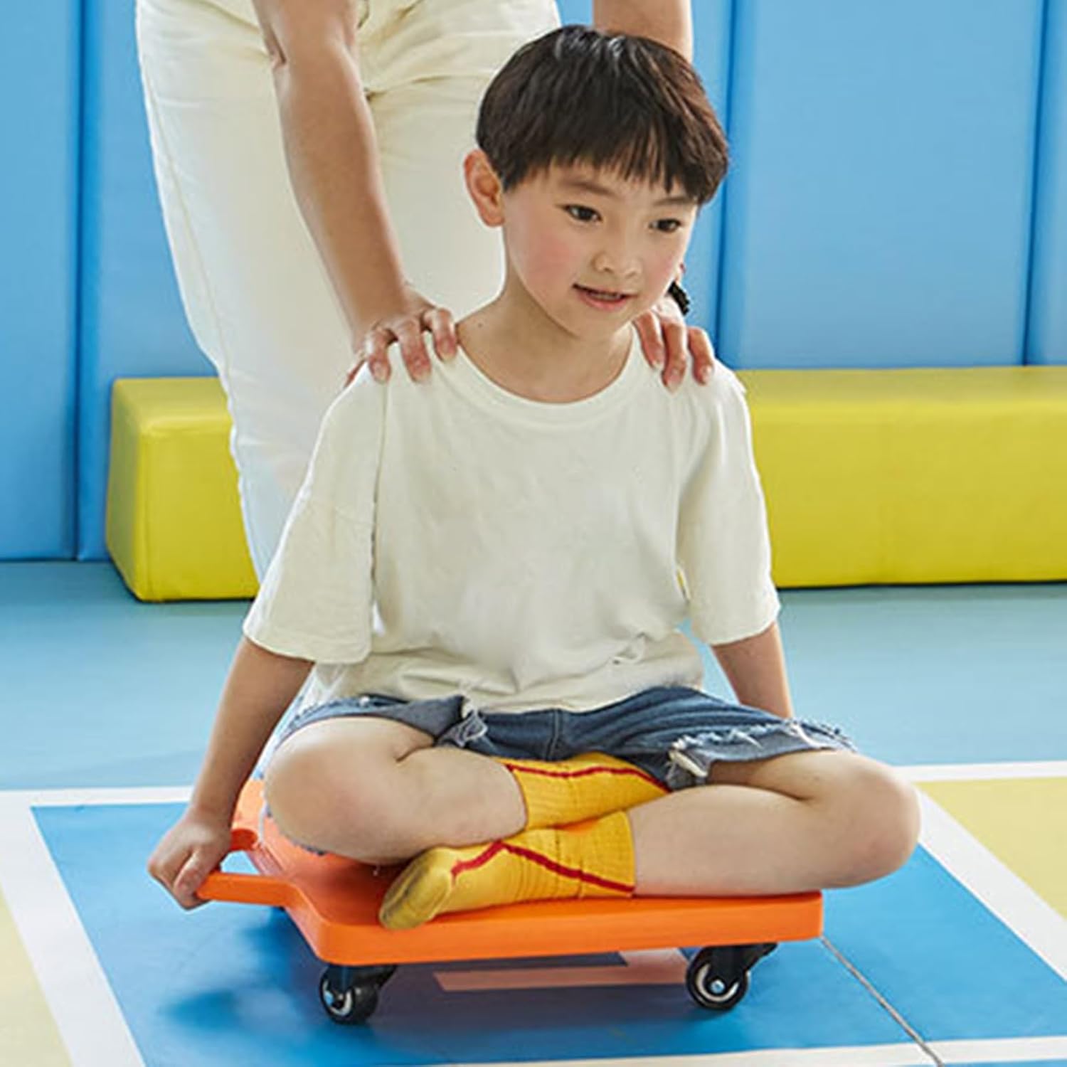 Kids Scooter Sports Scooter Board with Handles Good Performance Non-Marring Lightweight for Kids Children Gym Indoor Outdoor Activities Play Equipment