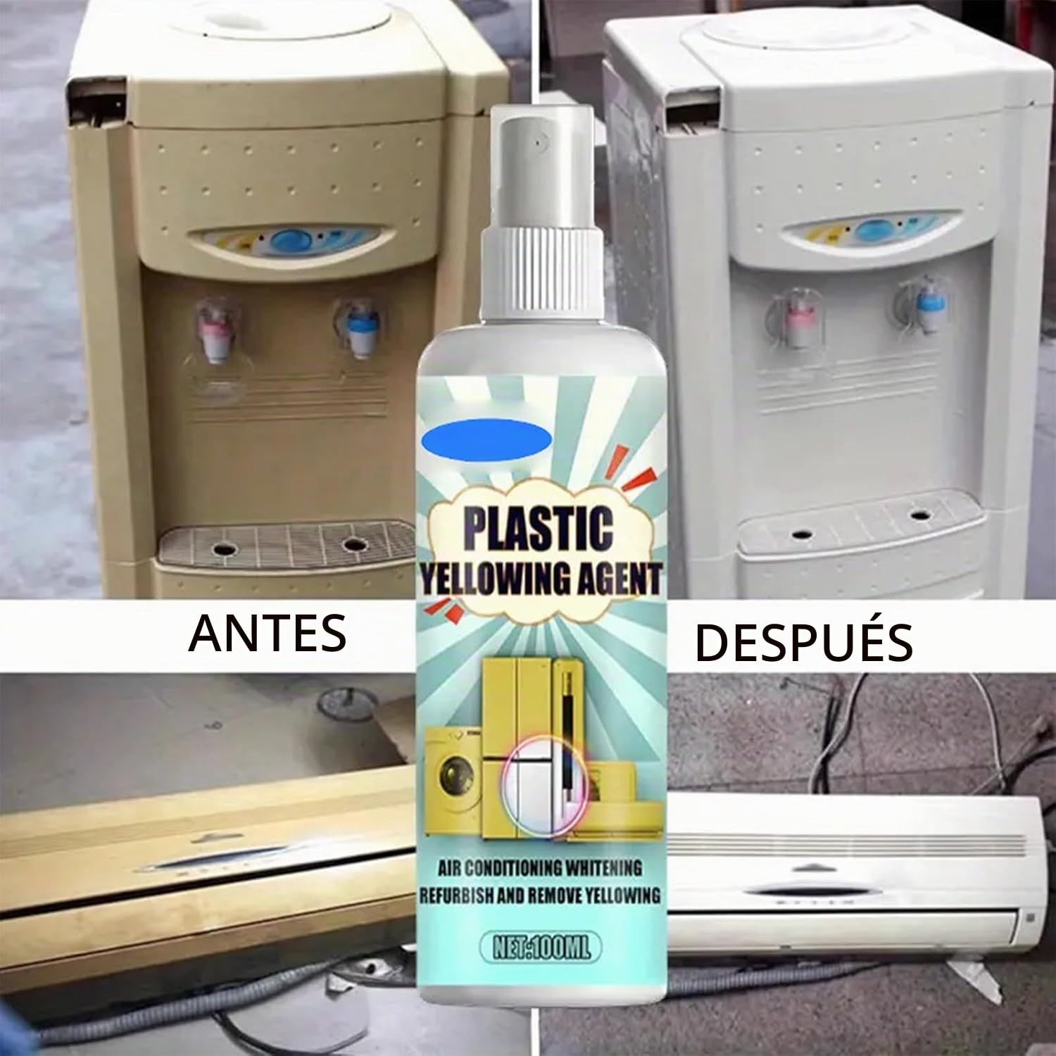 Potente eliminador de manchas amarillentas en plástico | Kit de restauración para plástico amarillento | Fórmula de acción rápida | Apto para superficies de electrodomésticos