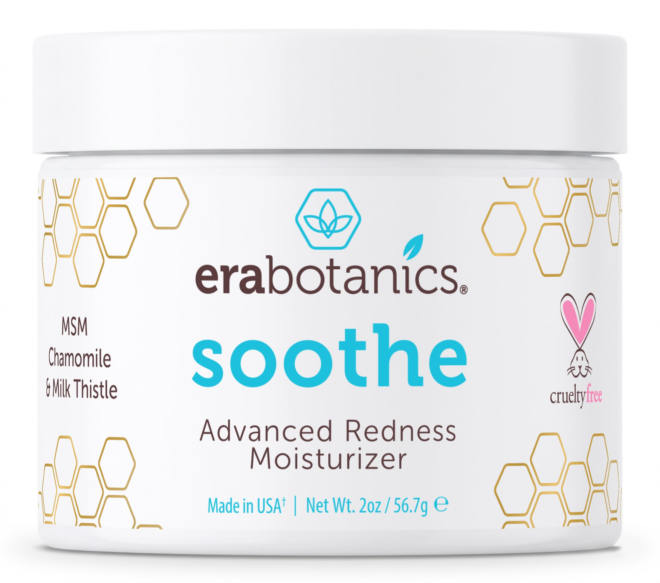 Rosacea Redness Relief Treatment Cream - Soothe Anti Inflammatory Natural Face Moisturizer for Rosacea, Eczema, Acne, Dry, Sensitive Skin Care Milk Thistle, MSM, Avocado Oil & Chamomile Era-Organics