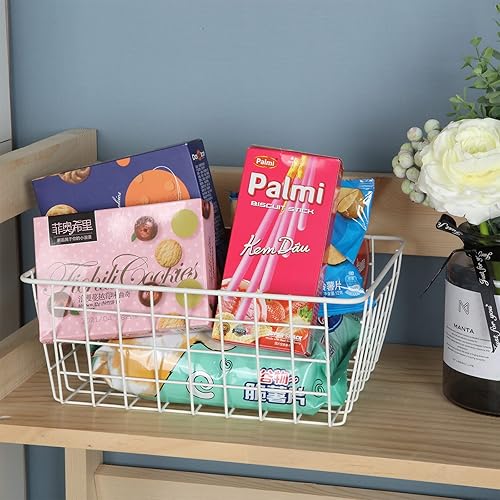 Miniatura 4 de Paquete de 4 organizadores de almacenamiento para congelador, contenedores de alambre profundo para refrigerador con asas integradas, cestas
