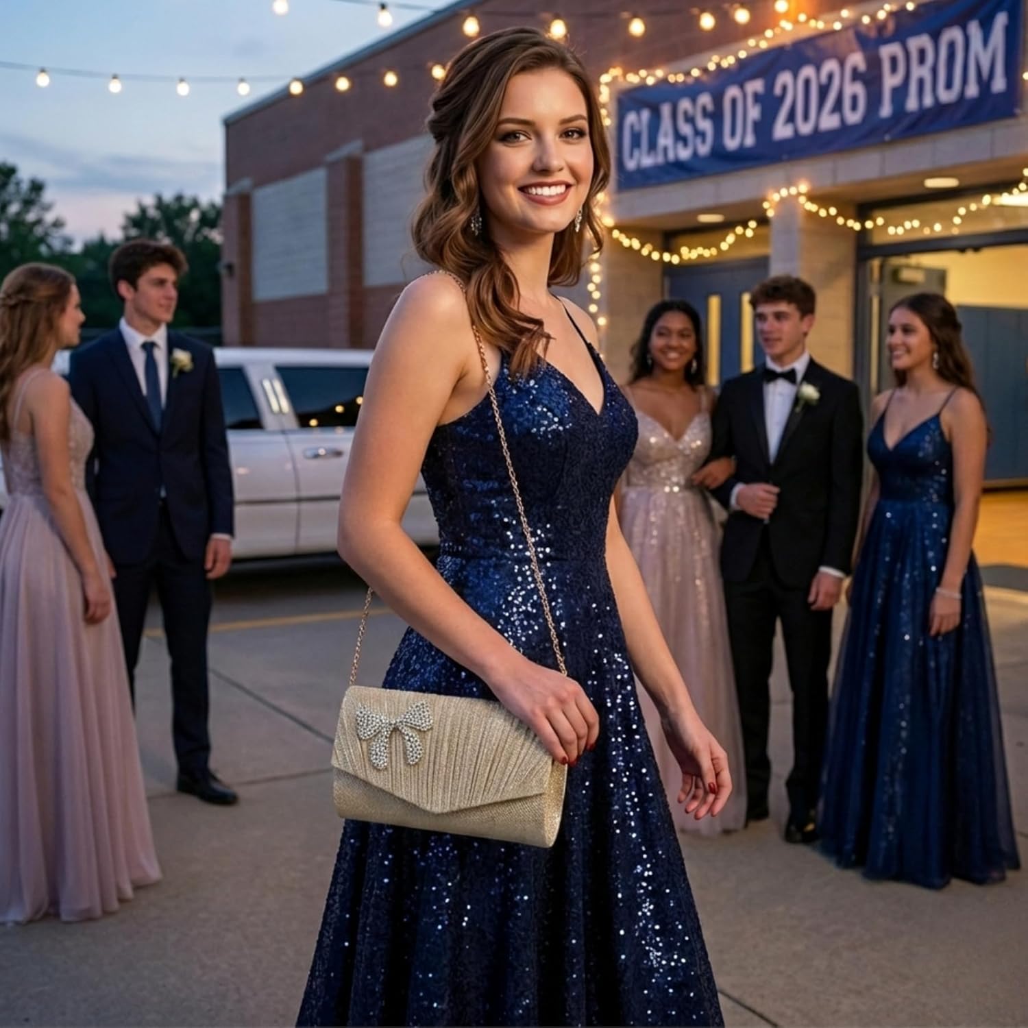 MYHOZEE Evening Clutch Purse for Women Formal Party Clutches Wedding Purses Bow Chain Shoulder Bag for Wedding Cocktail Prom - Image 2