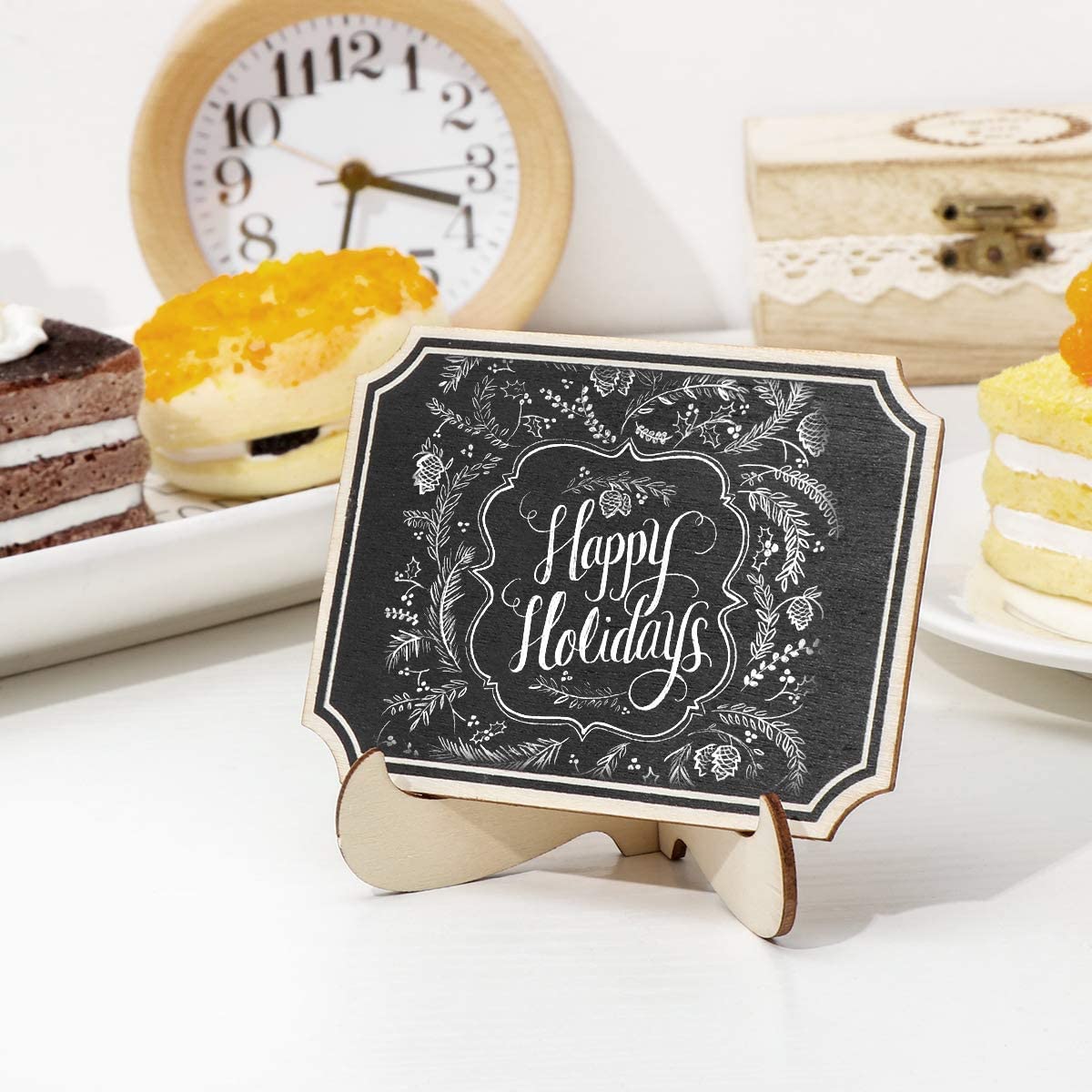 First Try Mini Wood Lace Shape Chalkboards with Support Easels | Wooden Place Card Name | for Message Board Signs Food Labels Wedding Parties Holder Décor | Small Rectangle (Pack of 6) 4