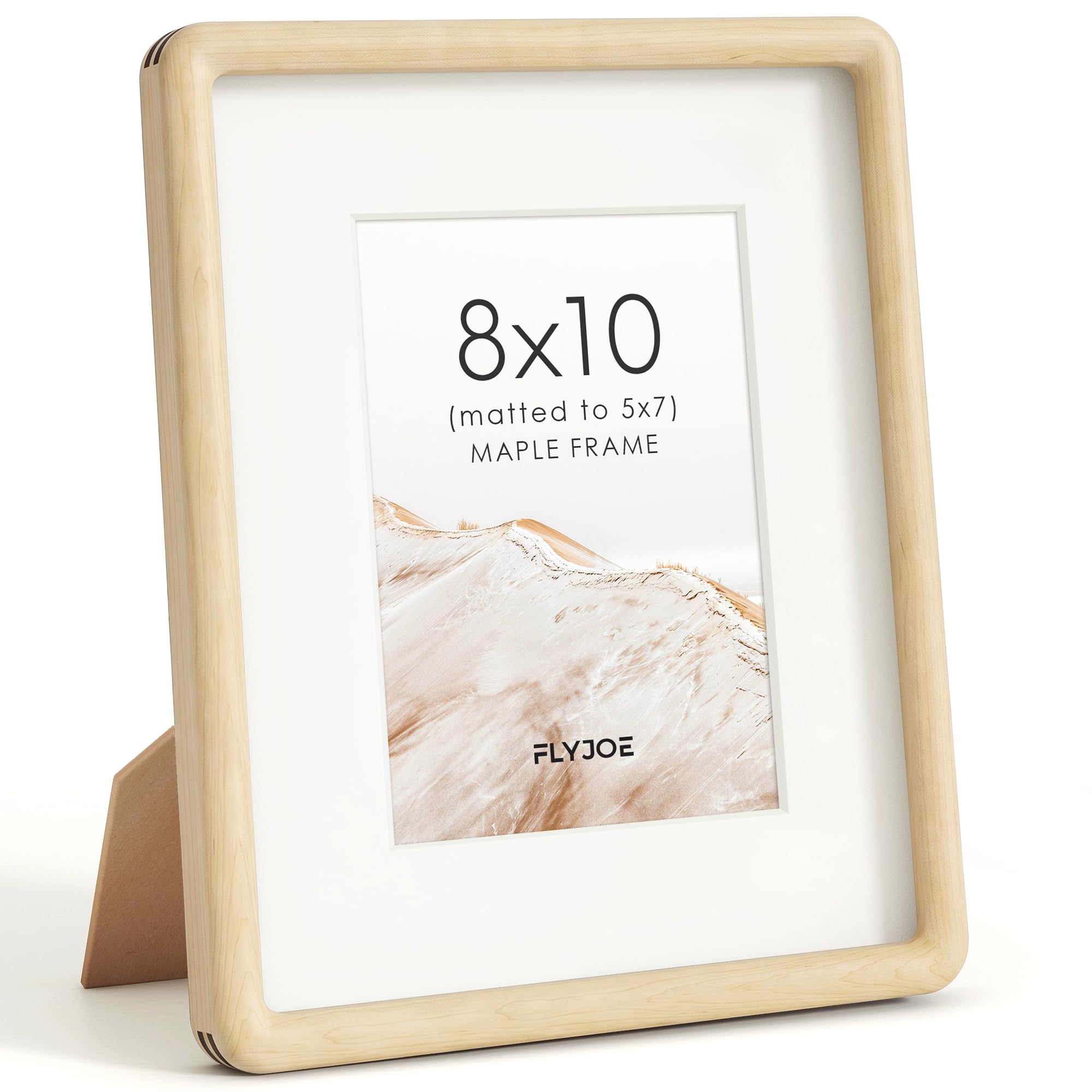 8x10 Picture Frame, Natural Solid Maple Wood Photo Frame, Rounded Corner
