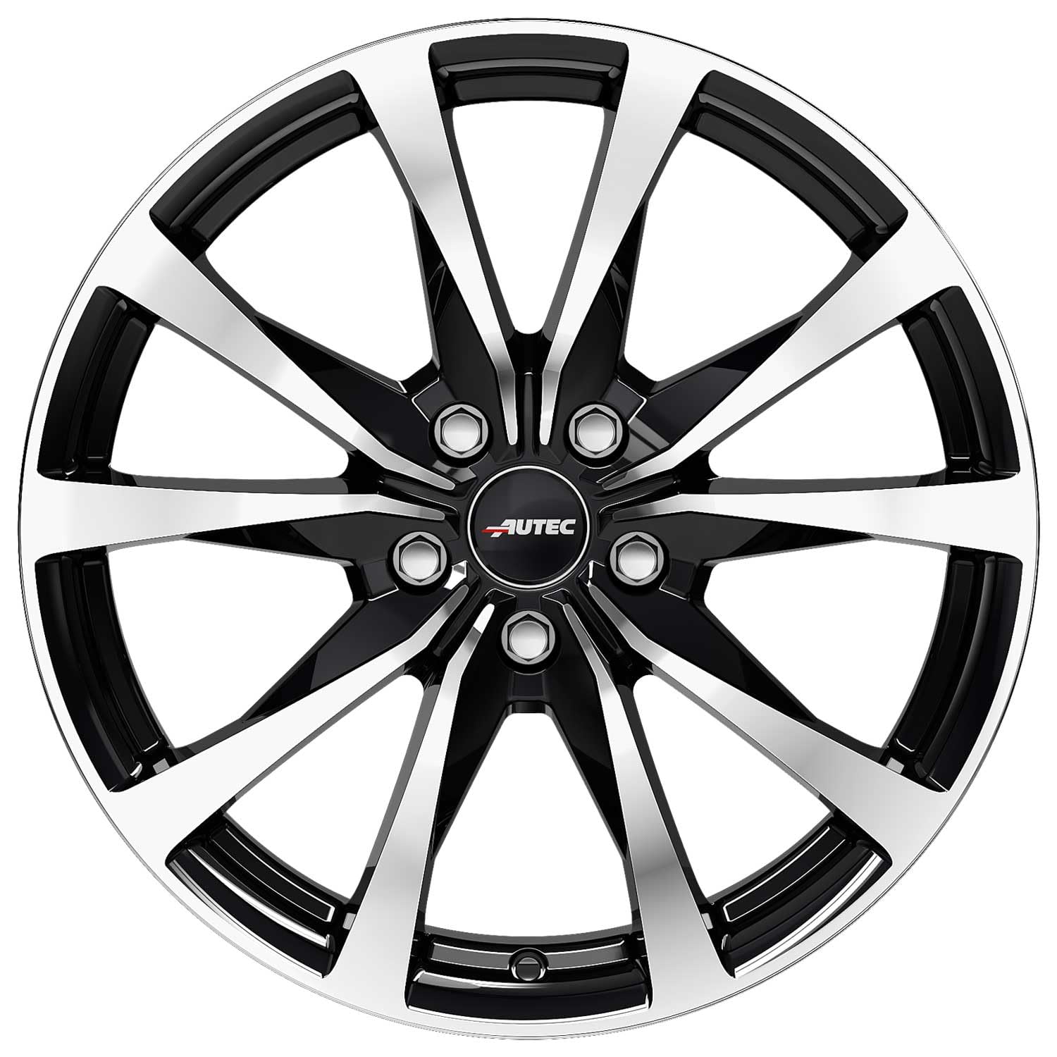 4x AUTEC Felgen Alufelgen BRIXEN 6.5x16 ET40 5x100 Schwarz poliert kompatibel mit Skoda Kamiq Fabia Scala