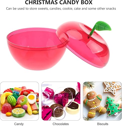 Miniatura 3 de FOMIYES Caja de dulces con forma de manzanas, 12 unidades, de plástico, con relleno de manzanas, recipientes decorativos para dulces de frutas para