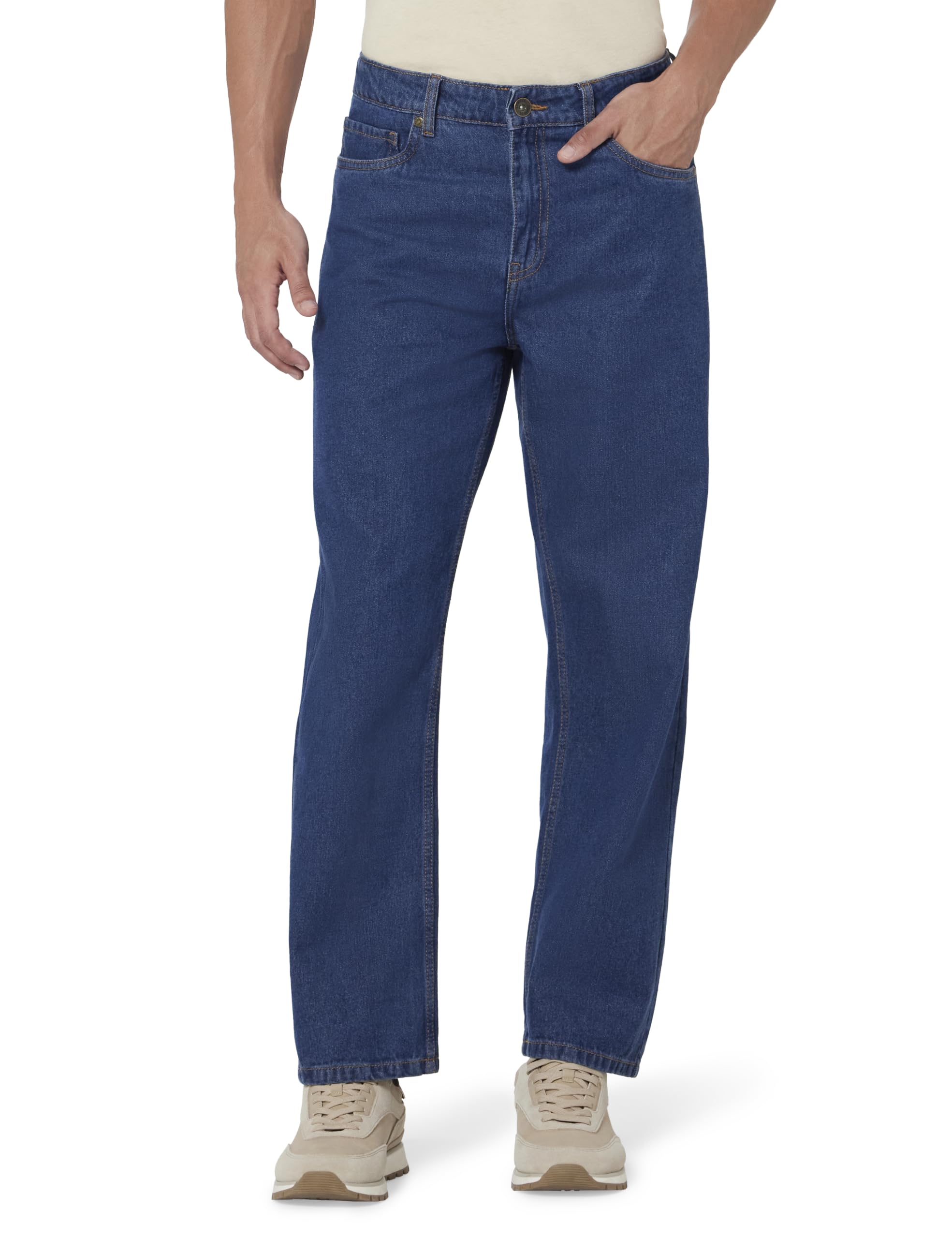 amazon brand - symbol Men 100% Cotton Relaxed Straight Fit Jeans | Casual Denim | Available in Plus Sizes-picture-23