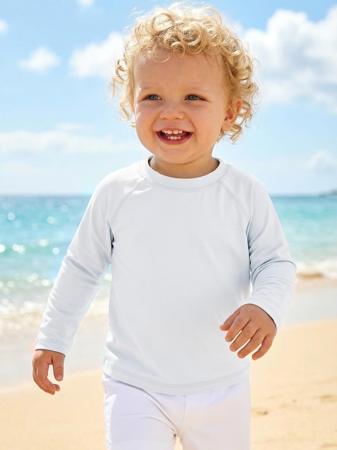 Poroka 2 Pack Baby and Toddler Boys' UPF 50+ Long-Sleeve Rashguards Baby Boy Quick Dry Swim Shirt Toddler Swimwear Surf Tops image 2