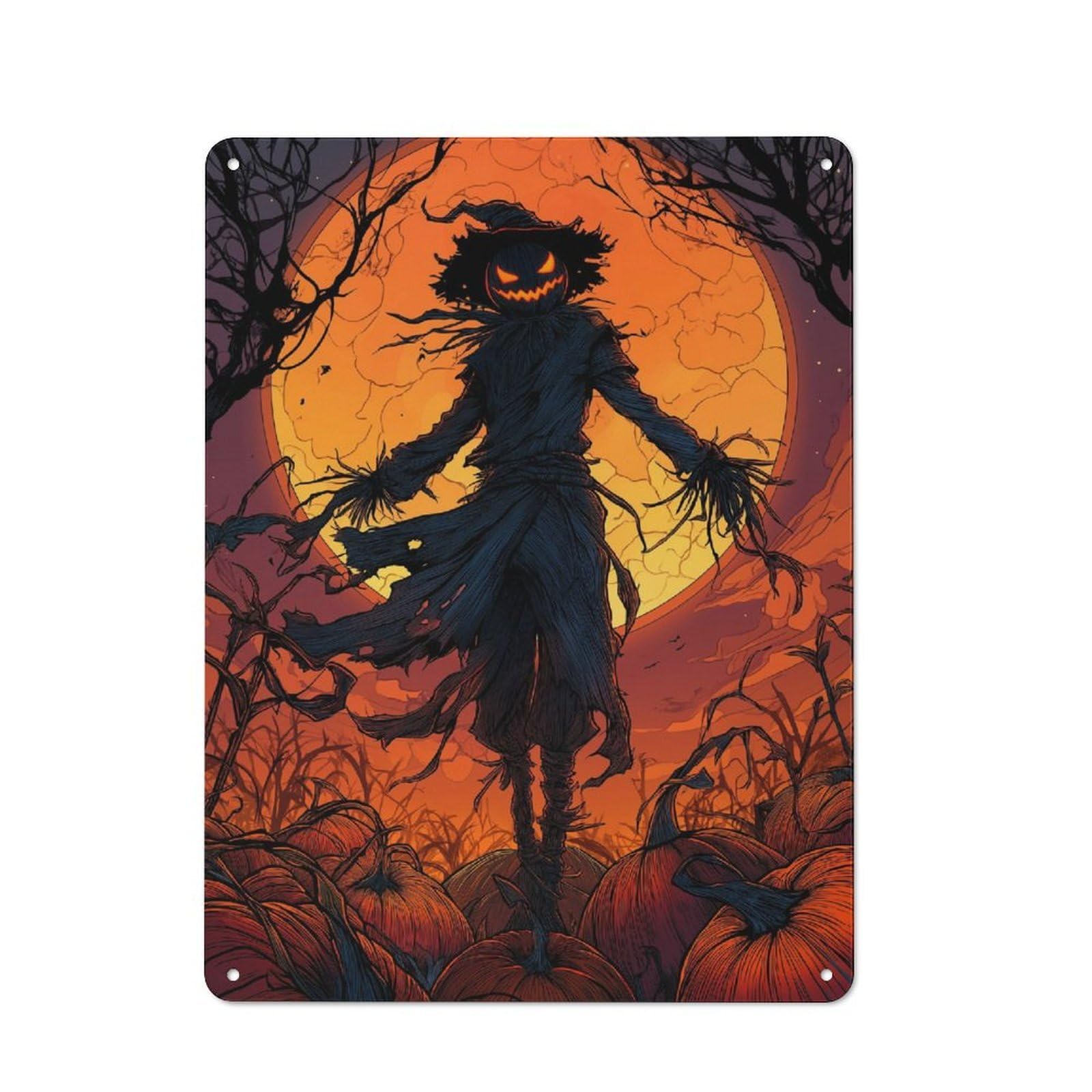 Junmoney Scarecrow's Glow Industrial-Style Metal Plaque 40X30cm For Hallway Wall, A Winter Wall Decor Update For Hallway Decor Lovers