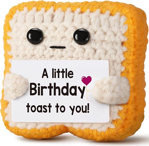 A Little Birthday Toast to You - Funny Happy Birthday Gifts for Women, Men, Mom, Dad, Sister, Best Friend - Unique Birthday Decorations Crochet Toast Gift Card for Her/Him Ideas, Fathers Day