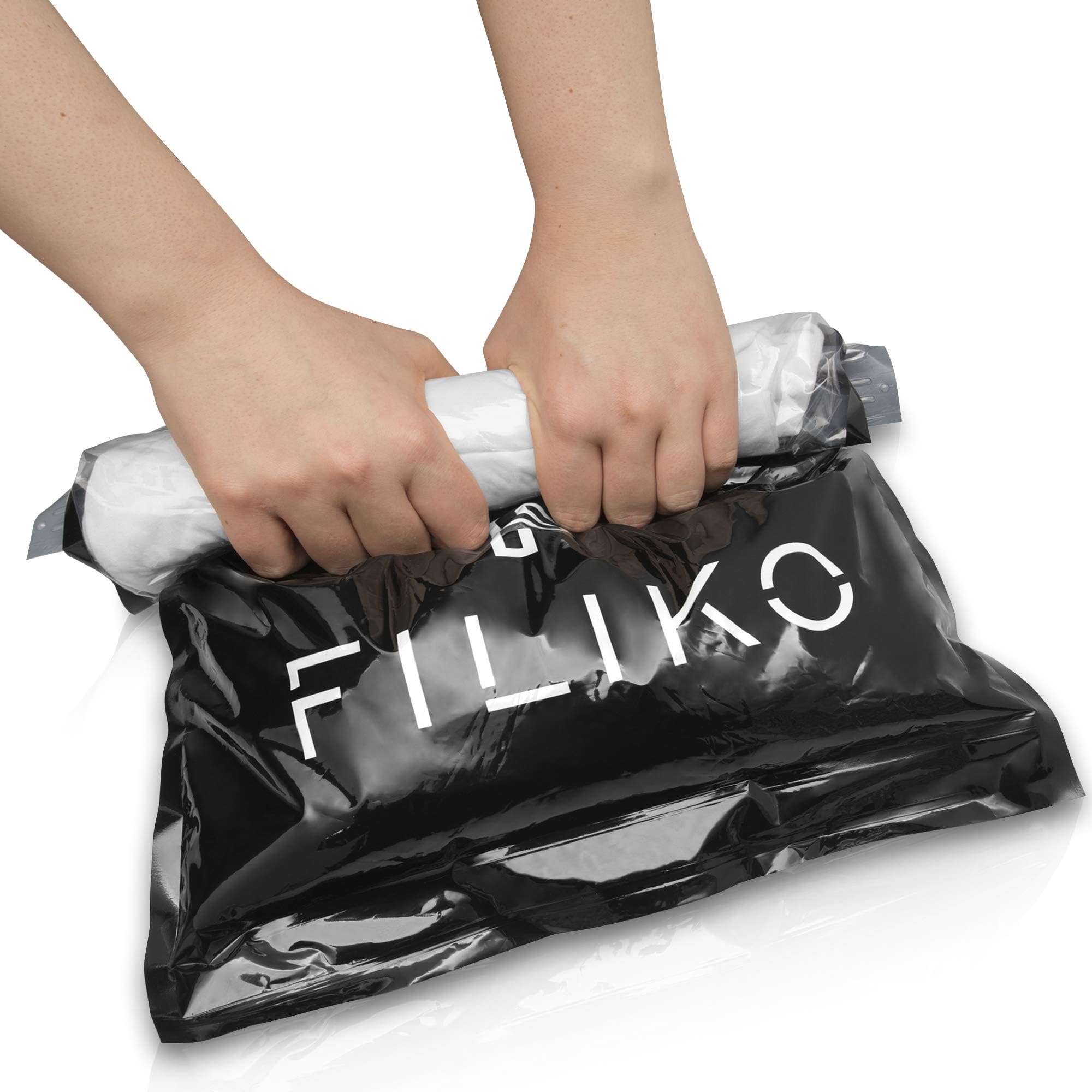 FILIKO Travel Vacuum Bags Set of 6 - The Vacuum Bags for Clothes - No Vacuum Cleaner Required Simply Roll by Hand