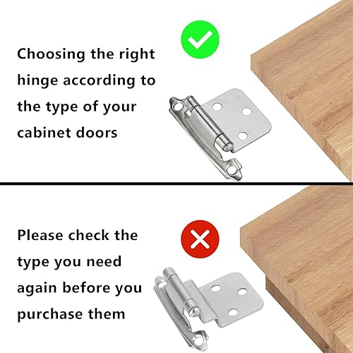 Miniatura 6 de goldenwarm SCH30SNB - 10 pares (20 unidades) de bisagras de gabinete de níquel cepillado de cierre lento, bisagras empotradas para puertas de