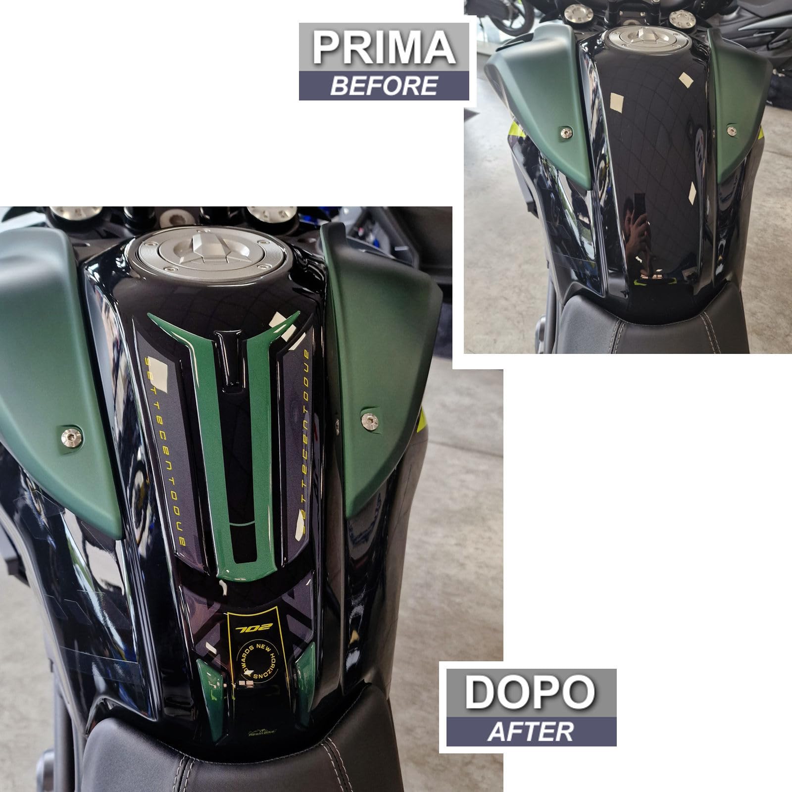 Adesivo Protettivo Paramani Moto Benelli TRK 702 X - Effetto 3D, Verde/giallo Fluo - Foto 3