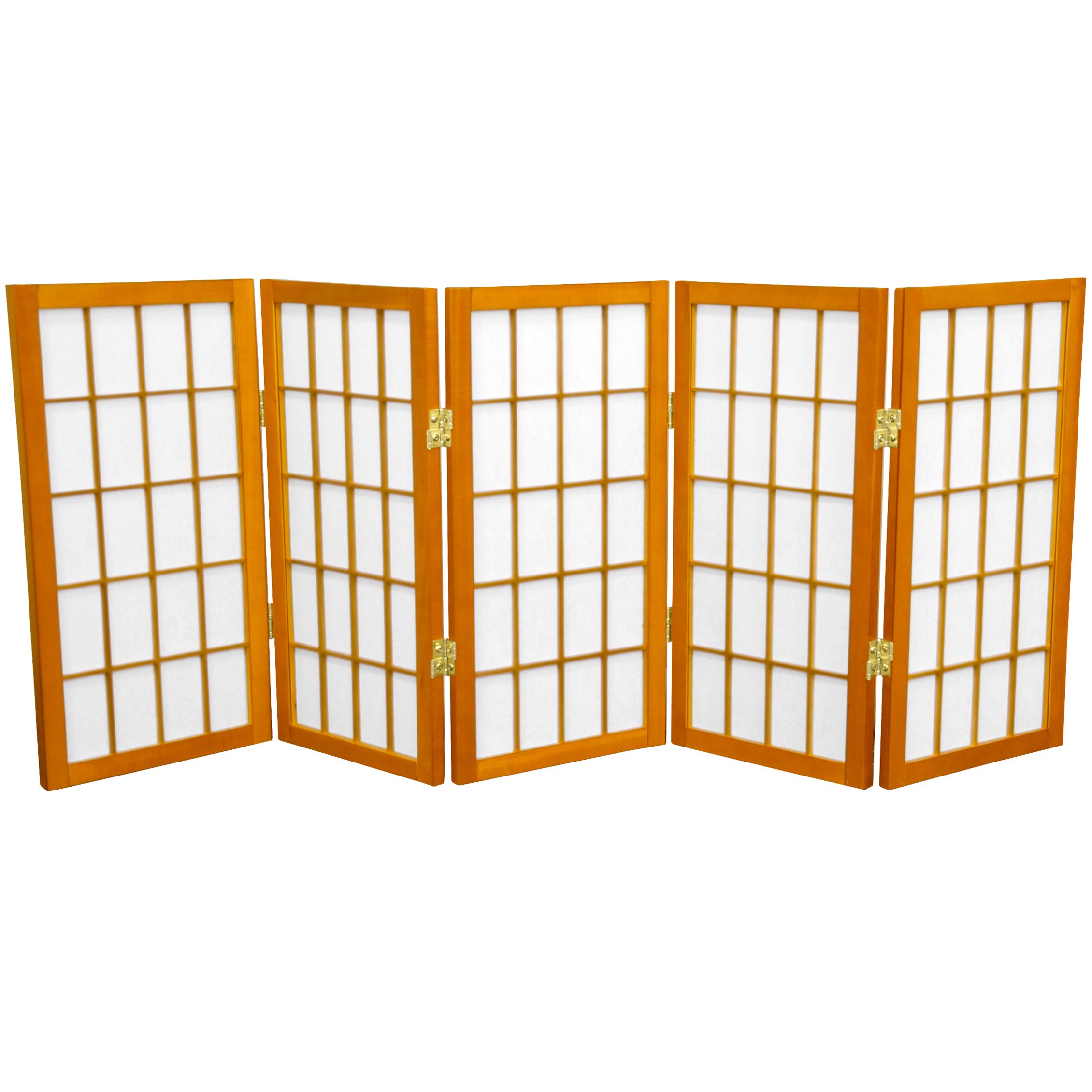 2 ft. Short Desktop Window Pane Shoji Screen - Honey - 5 Panels