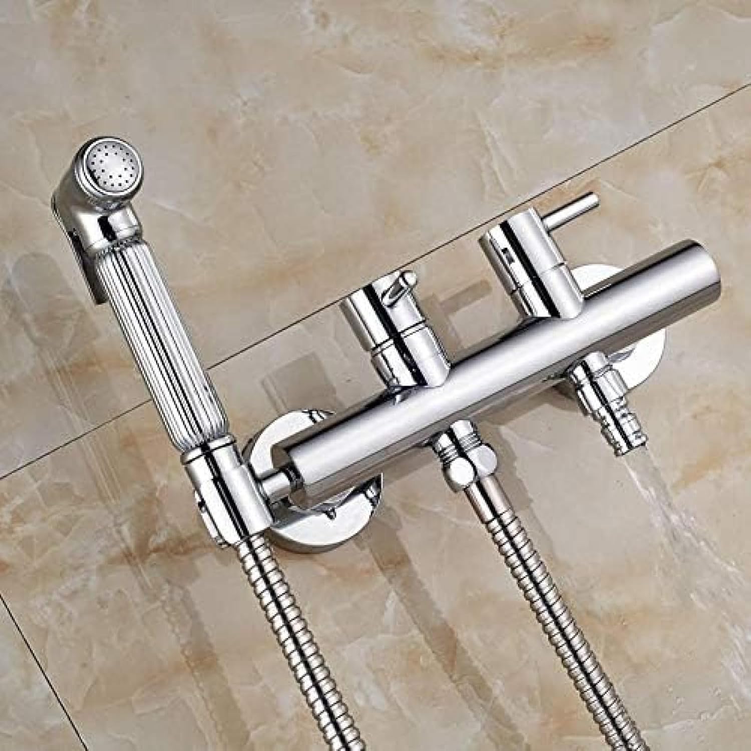 TOPSANTY Toilet Bidet Spray Chrome Finish Brass Hand Held Portable