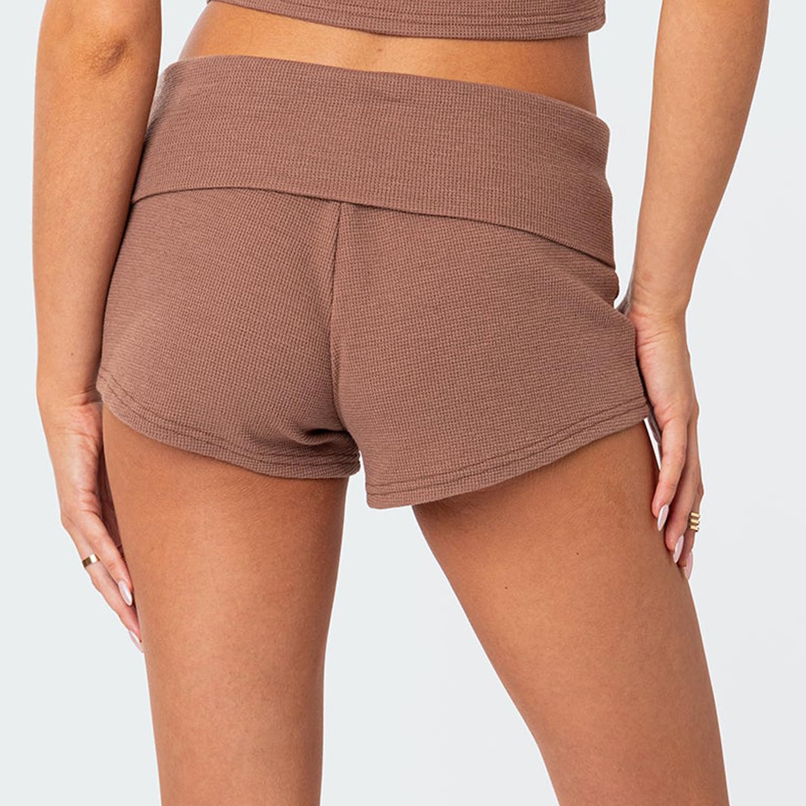 Sexy Outfit Umklappbare Lounge-Shorts für Damen, sexy, niedriger Bund, schmale Passform, Schlafshorts, Bequeme, dünne Pyjamahose, Nachtwäsche