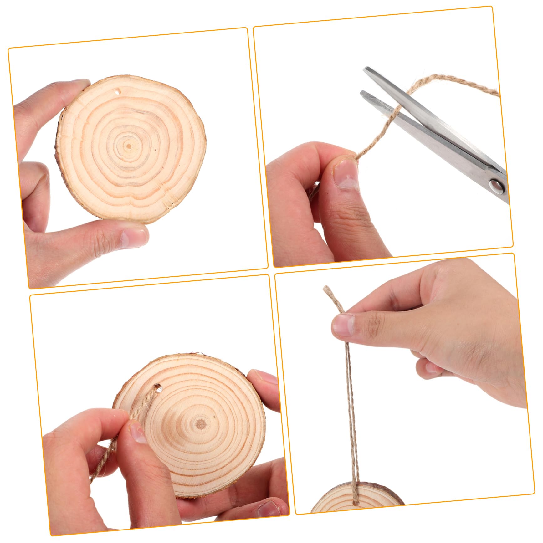 NUOBESTY 50stücke Unbehandelte Holzscheiben Für Diy Bastelprojekte Mit Jute-schnur Natürliche Holzornamente Für Hochzeiten Weihnachten Und Heimdekoration