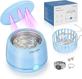 Ultrasonic Jewelry Cleaner - 45KHz Jewelry Cleaner Ultrasonic Machine, 200ML Portable Professional Ultrasonic Cleaner for Jewelry, Watch, Retainer, Denture, Mouth Guard, Toothbrush Head