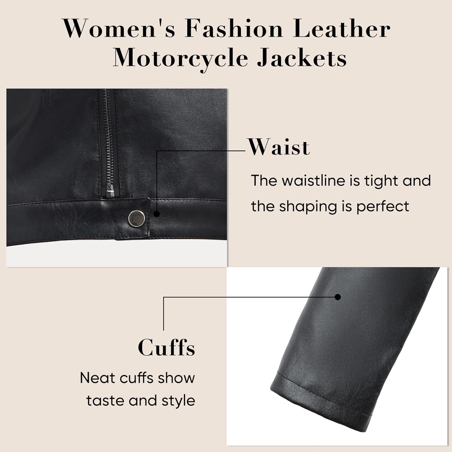 shamofeng Women Cropped Faux Leather Jacket Moto Biker Bomber Jackets Zip Up Motorcycle Coats - Image 6