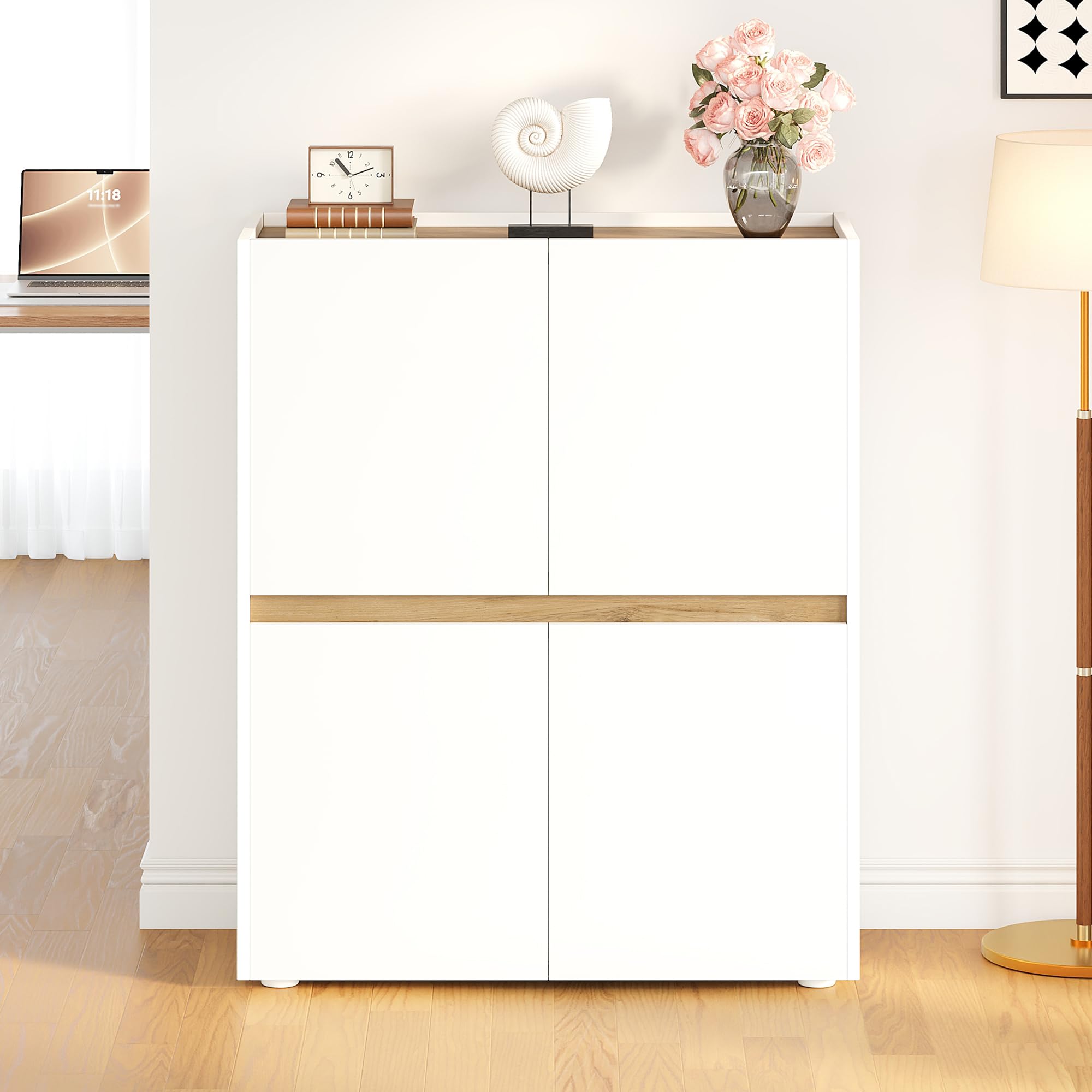 Armadietto alto, 90 x 40 x 110 cm, ripiani regolabili, credenza, armadietto moderno, cassettiera, armadio alto