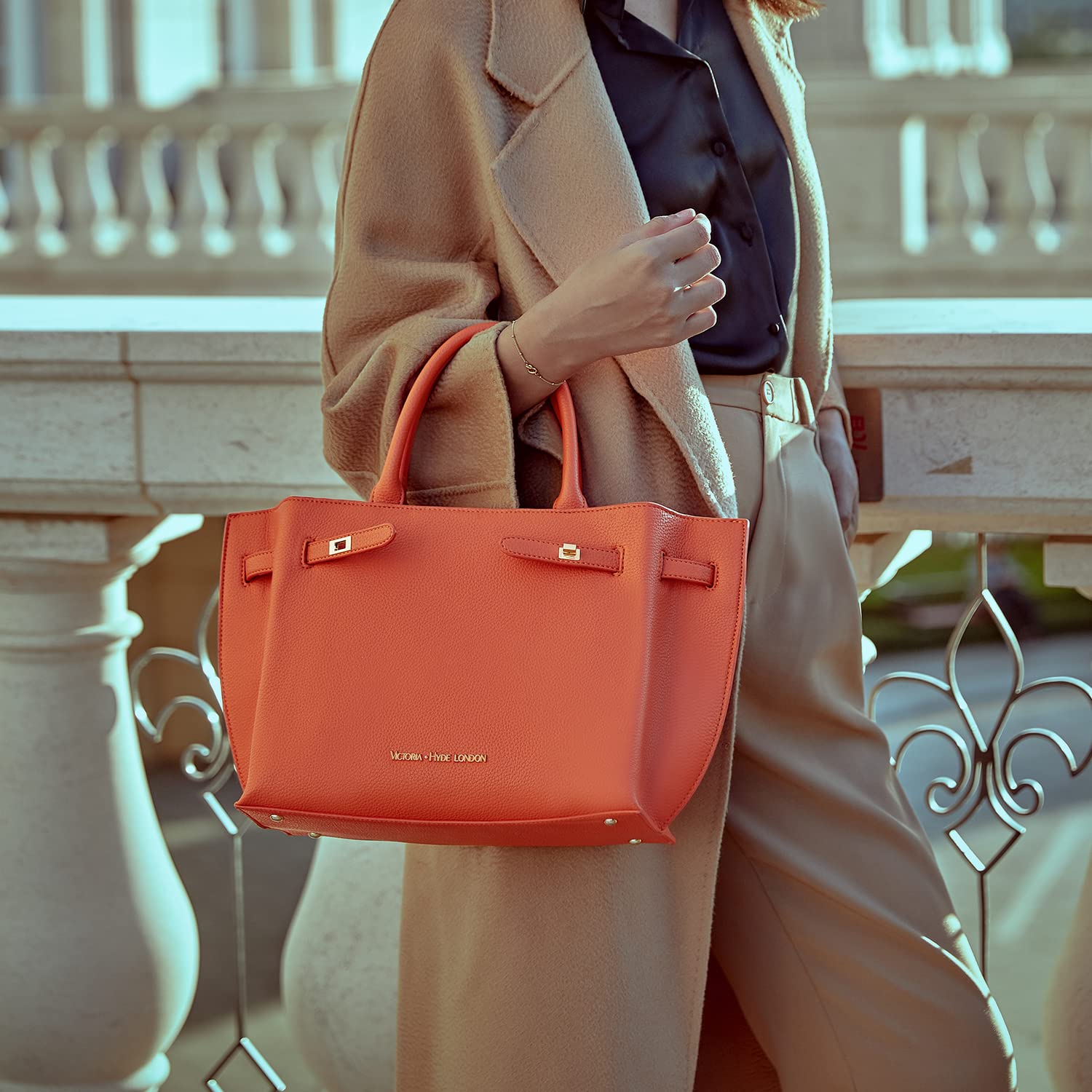 VICTORIA HYDE Borsa a mano da donna, grande, in pelle PU, borsa a mano nera elegante, borsa a tracolla da donna, per ufficio, lavoro, scuola