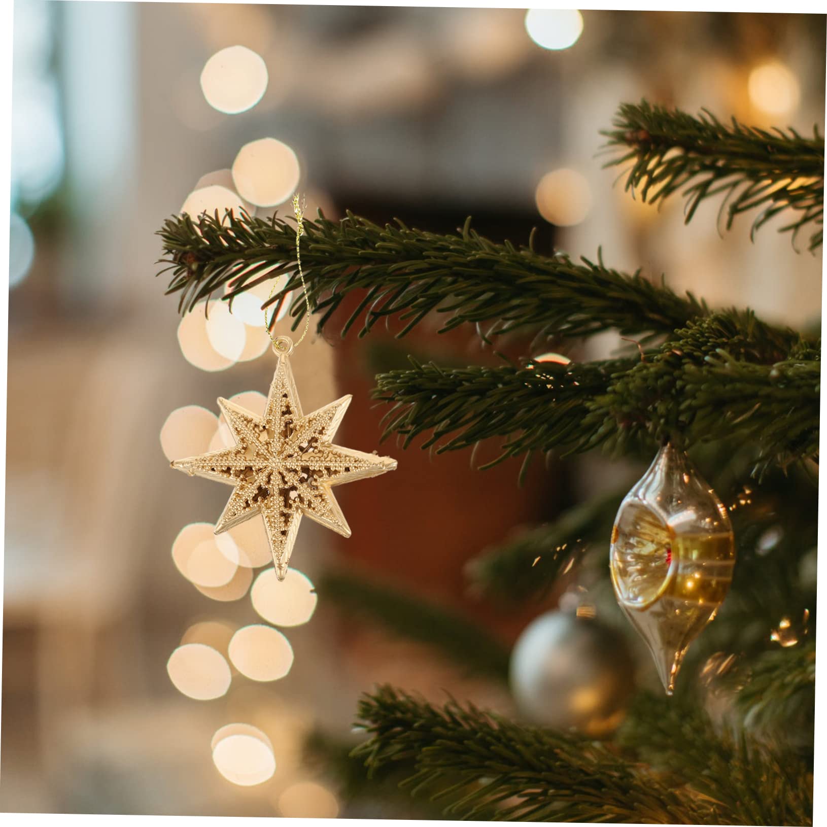 Cabilock 5 Set Ciondolo Stella Dorata Decorazione Superiore Dell'albero Di Natale Pendenti Dell'albero Di Natale D'oro Pendenti Natalizi Ciondolo Natalizio Decorazioni Natalizie 6 Pezzi * 5