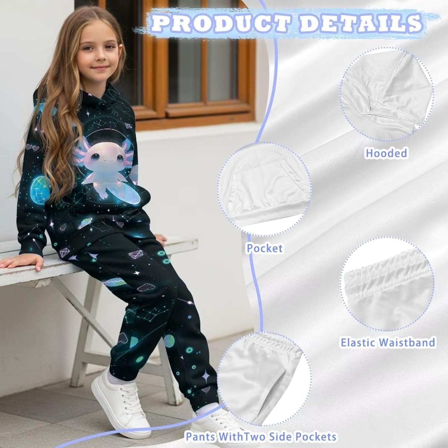 doginthehole Hoodie and Jogger Set for Boy Athletic Tracksuit Long Sleeve Sweatshirt and Sweatpants with Pockets 5-12Y