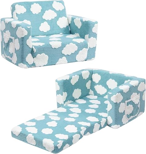 Miniatura 15 de ALIMORDEN 2 en 1 sofá abatible con Sherpa para niños, sofá convertible a tumbona, gris