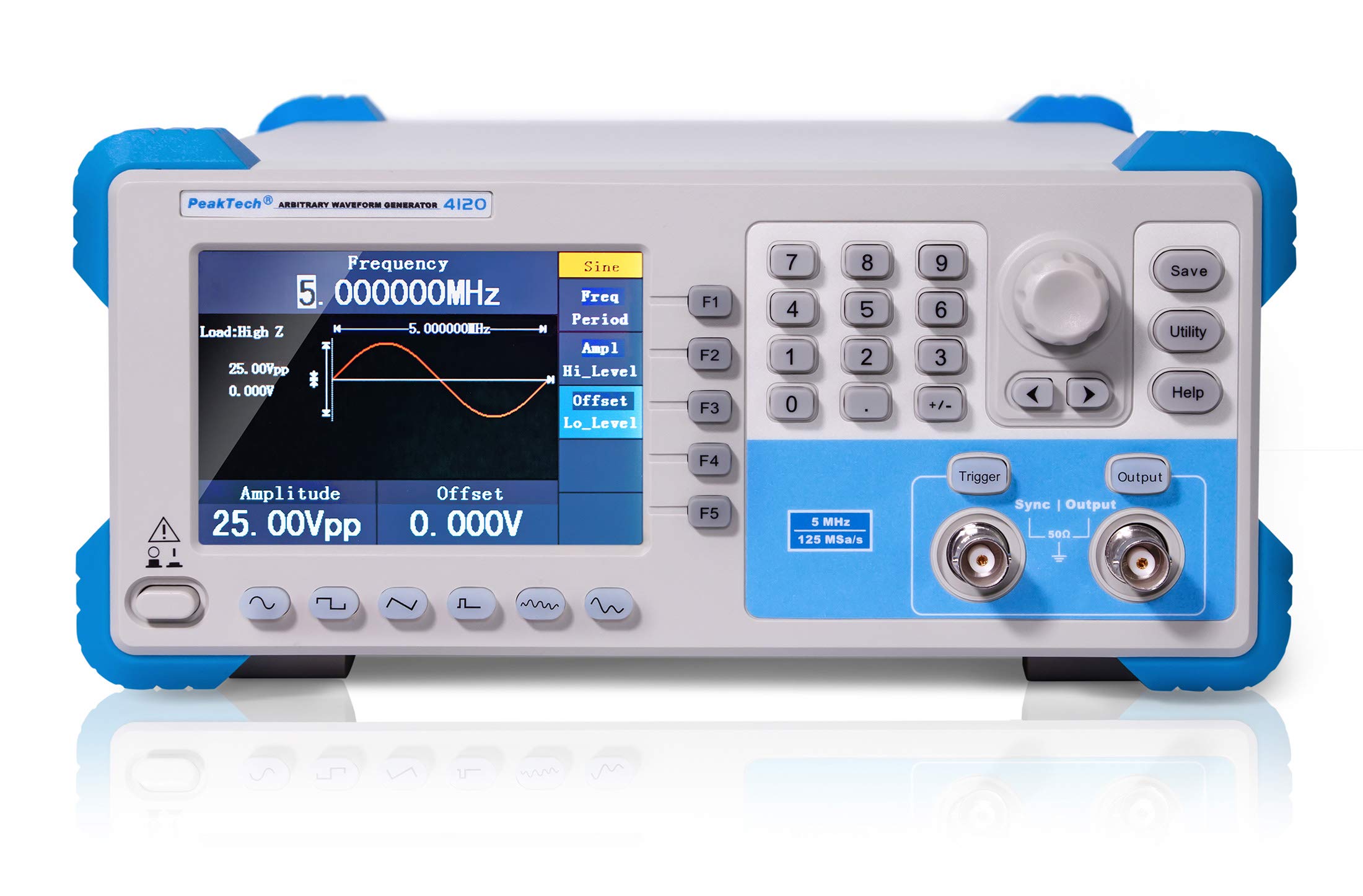 Peaktech P 4120 1CH Arbitrary Funktionsgenerator, 1 µhz - 5 Mhz, 6 Standard-Wellenformen, Fernbedienung und Software zur Wellenformbearbeitung, Abtastrate von 125 MS/S
