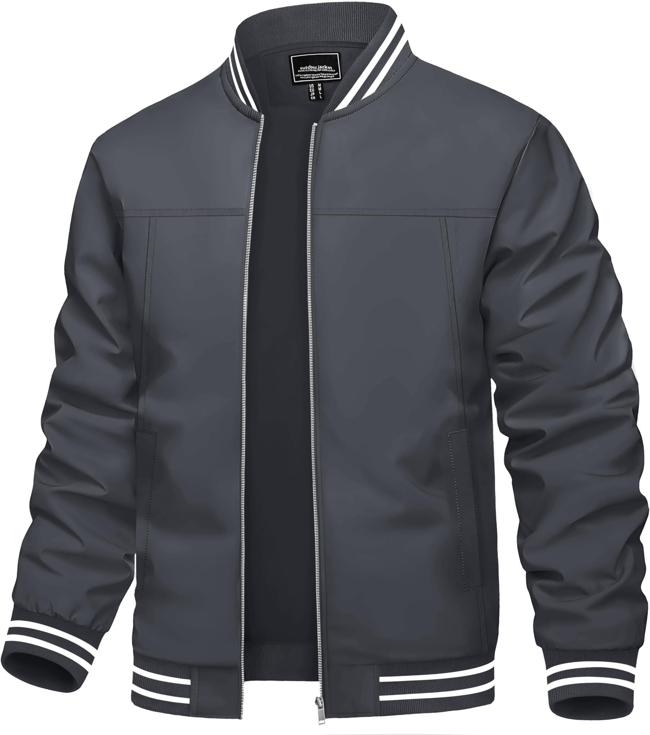 Men's Lightweight Jacket Casual Spring Fall Windbreaker Bomber Zip Up Coat With Pocket