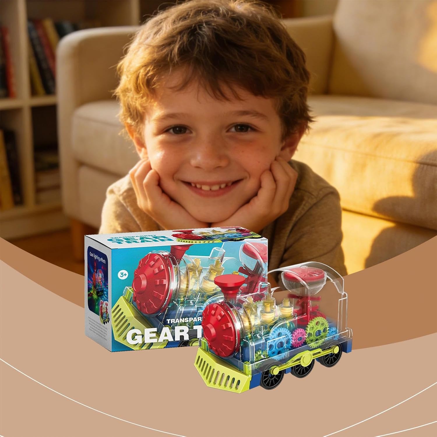 Train Toys | Battery Operated Toy Gear Vehicle with Light and Music,Light-Up Gear Trains | for Birthday Festival Christmas Home School Kindergarten