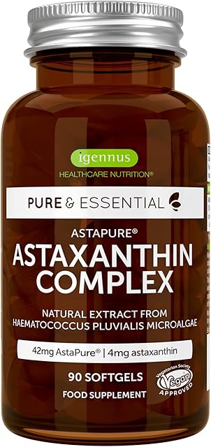 Astaxanthin Complex, 42 mg Astapure Providing 4 mg H. Pluvialis Astaxanthin, 90 Vegan Softgels, by Igennus