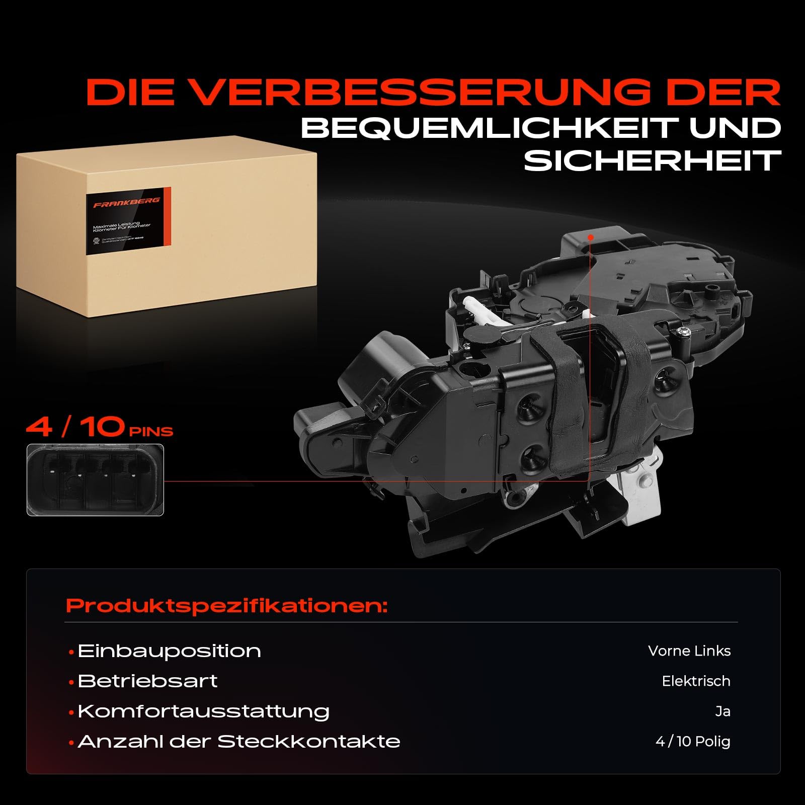 Frankberg Stellmotor Türschloss Fahrerseite 10-Polig + 4-Polig Vorne Links