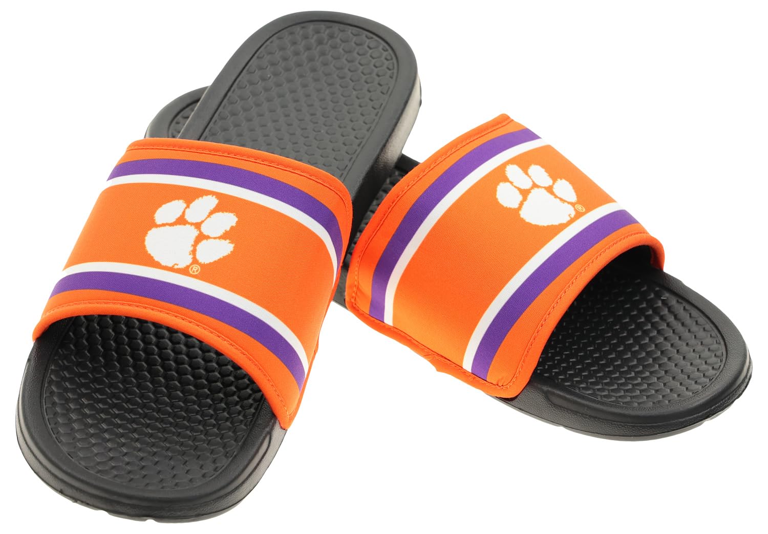 FOCO NCAA Printed Team Logo and Color Stripes Comfortable Slide Sandals