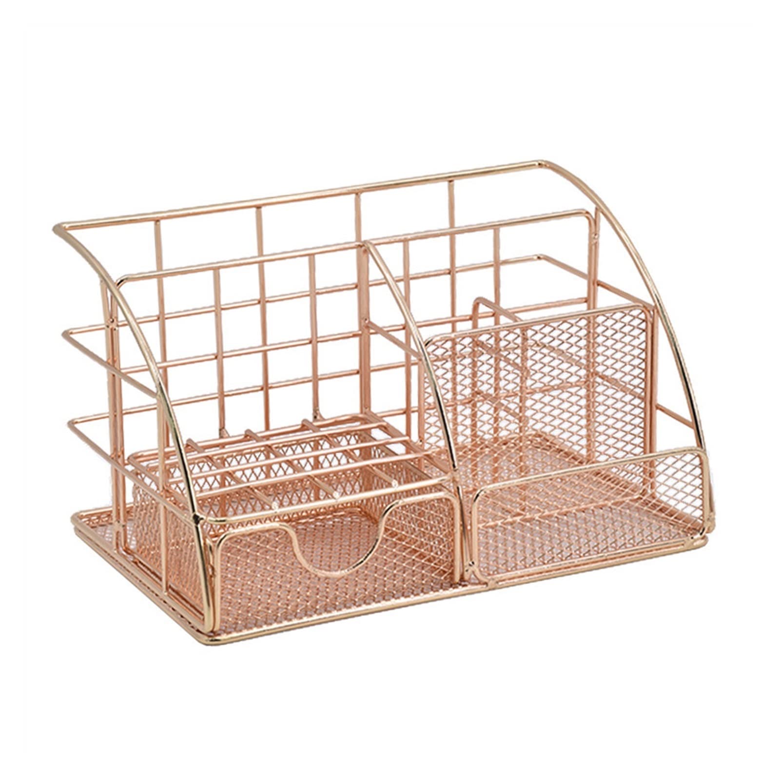 WaLdor Porta Penna Scatola portaoggetti da scrivania Accessori for Ufficio in Metallo a Rete Oro Rosa con cassetto for Organizer for Trucco da Ufficio a casa Coppa della Penna (Color : Rose Gold)