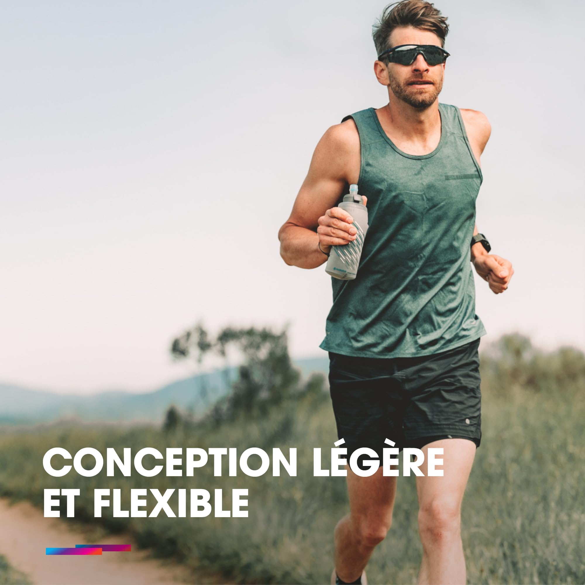 HydraPak Skyflask Speed 500 ml, Flasque avec sangle pour la main. Pour Trail et Running. Compatible avec les Gilets de Course - Gris
