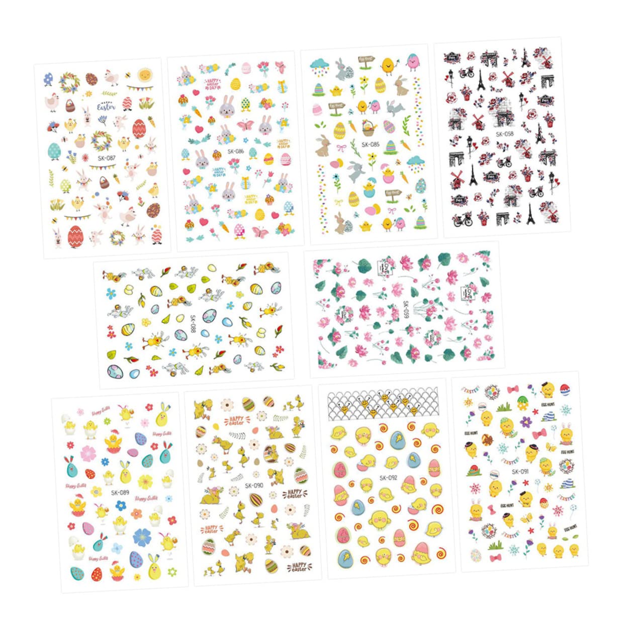 Healeved 3 Set Di Adesivi Per Nail Art Pasquali Per Bambini Fogli Adesivi Per Nail Art Pasquali Per Bambini 10 Pezzi * 3