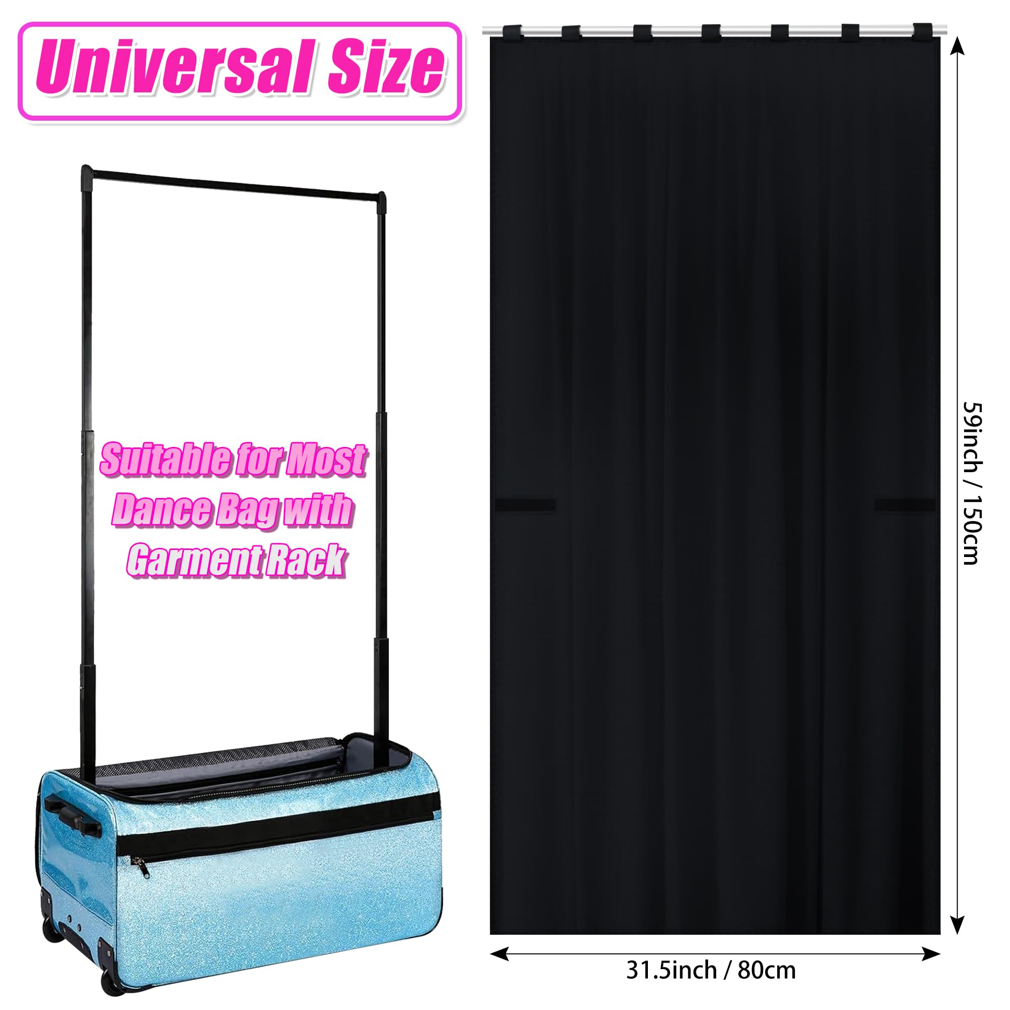 Privacy Curtain for Dance Bag with Garment Rack, Portable Changing Room Competition Dance Bag Accessories, Dancer Backstage Privacy Changing Curtain Screen for Rolling Dance Suitcase Camping Shades